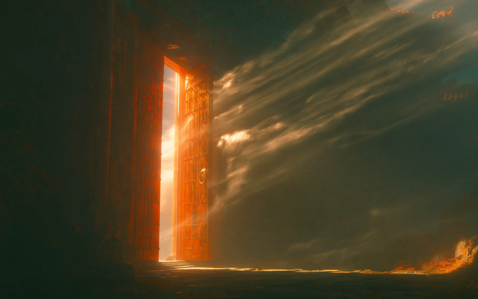 A glowing doorway opening into light, used for Master Lee's Blessings
