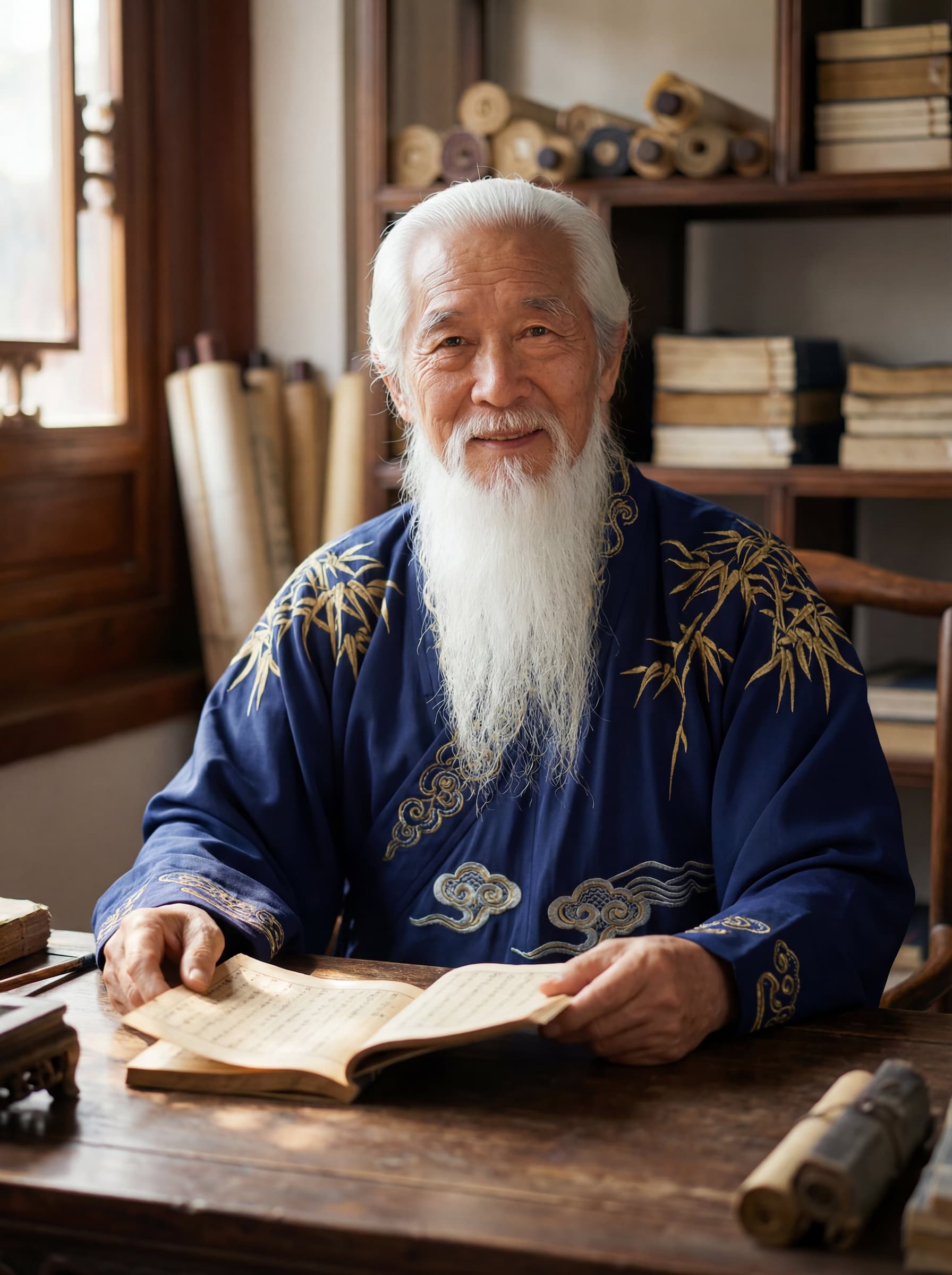 Portrait of Master Lee seated in his study