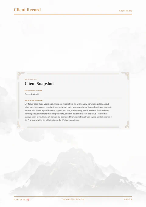 Client Snapshot page 04 in a Life Architecture sample report